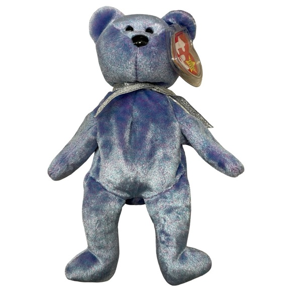 Clubby 11 1999 Ty Beanie Babies Blue Teddy Bear Plush Toy! - Picture 2 of 5